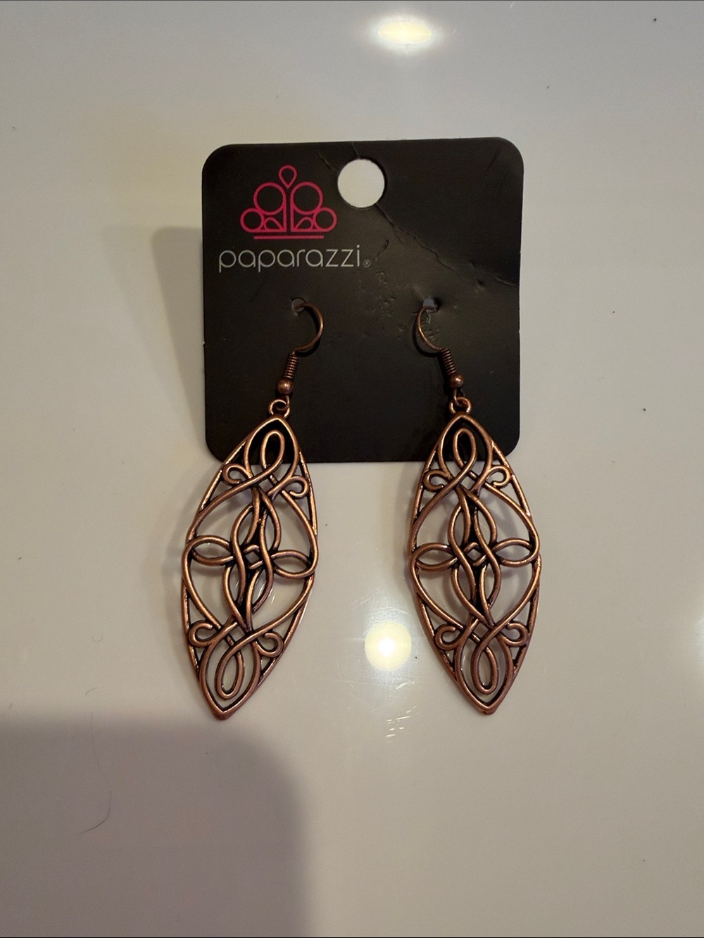 Paparazzi Antique Copper Filigree Marquise Earrings